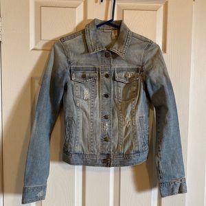 Distressed jean jacket